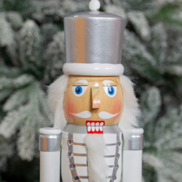 The Christmas Workshop White and Silver Wooden Nutcracker Soldier 50cm - thumbnail 3