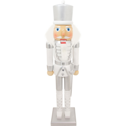 The Christmas Workshop White and Silver Wooden Nutcracker Soldier 50cm