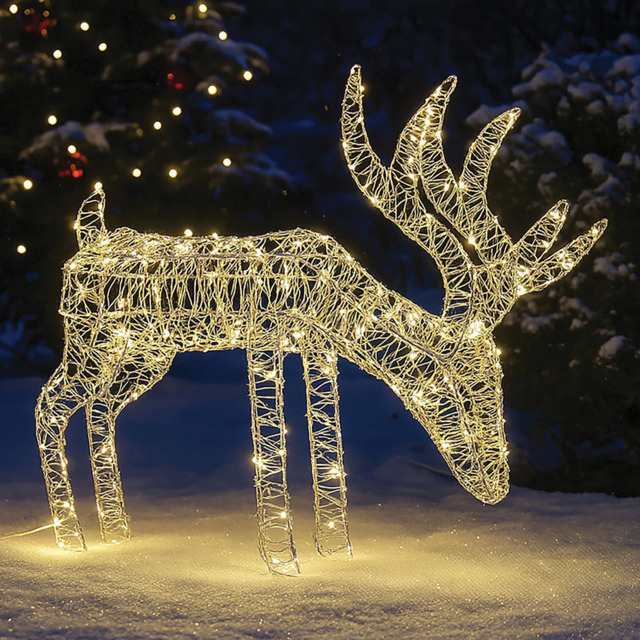 Xmas Haus 200 Warm White LED Silver Head Down Deer Christmas Decoration 2ft - image 1