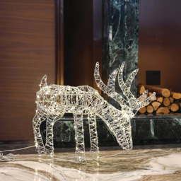 Xmas Haus 200 Warm White LED Silver Head Down Deer Christmas Decoration 2ft - thumbnail 3