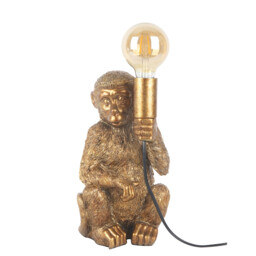 Bronze Monkey with Bulb Table Lamp - thumbnail 1