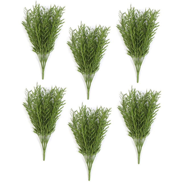 Leaf Green Grass Fire Resistant Artificial Foliage Plant Stem 40cm 6 Pack - image 1