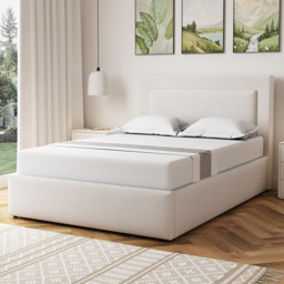 Artemis Home Weston Double Beige Linen Upholstered Ottoman Bed