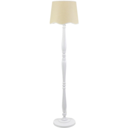 ValueLights Victoria Scallop White Edge Shade White Wood LED Floor Lamp
