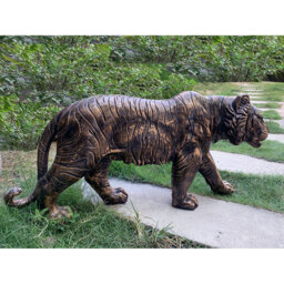 Enigma Bronze Effect Tiger Statue Garden Ornament - thumbnail 2