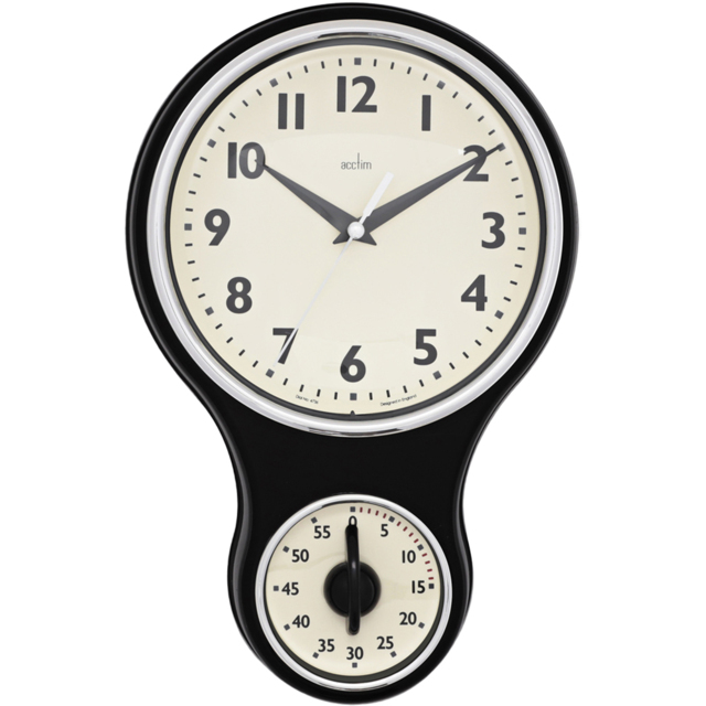 Acctim Kitchen Time Black Clock and Timer - image 1