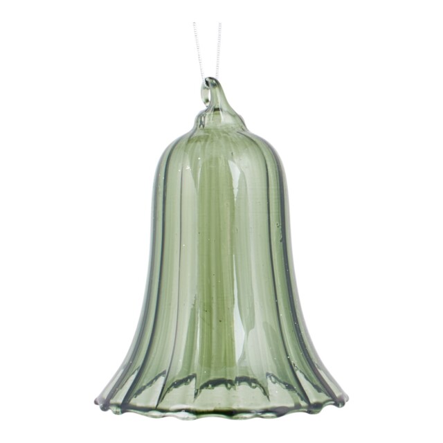 Glass Bell Hanging Decoration Green