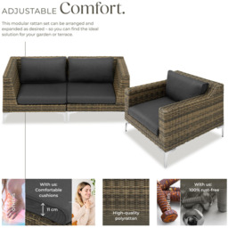 tectake Villanova 3 Seater Rattan Garden Furniture Set - thumbnail 3