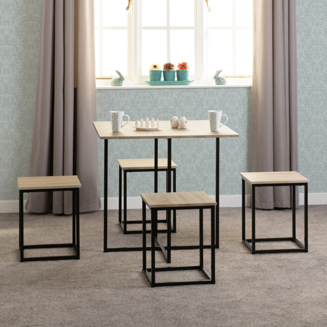 Seconique Kent 4 Seater Dining Set Sonoma Oak and Black - image 1