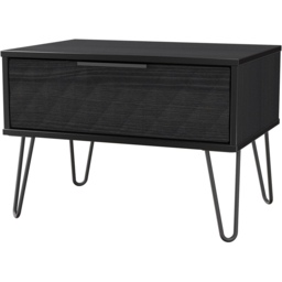 Crowndale Harlequin Single Drawer Black Ash Wide Side Table Ready Assembled - thumbnail 2