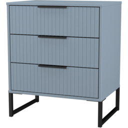 Crowndale Fluted 3 Drawer Denim Blue Midi Chest of Drawers Ready Assembled - thumbnail 4