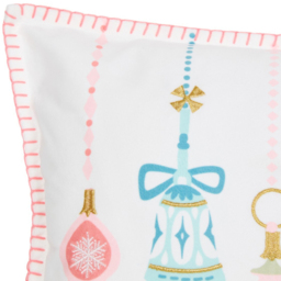 White Vintage Baubles Christmas Cushion 50 x 30cm - thumbnail 3