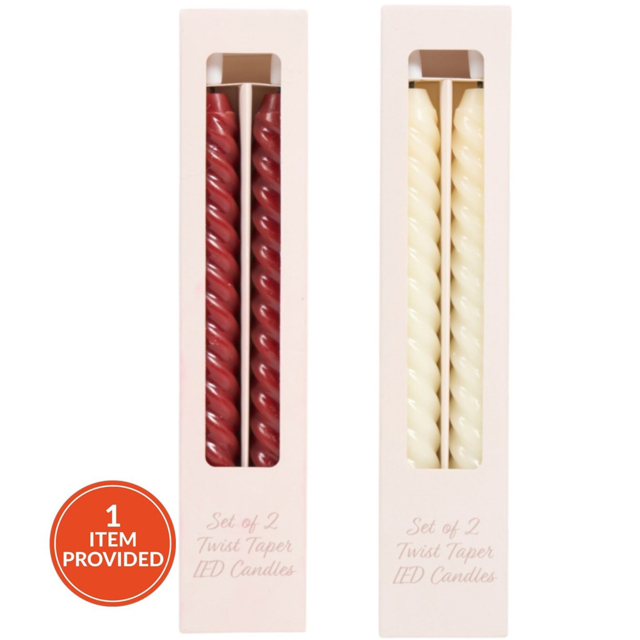 Single Twist Taper LED Candle 2 Pack in Assorted styles - image 1