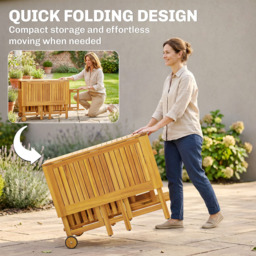Outsunny Natural 6 Seater Extendable Garden Dining Set - thumbnail 2
