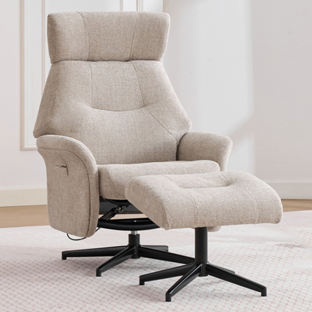 Queensbridge Oatmeal Swivel Chair and Footstool - image 1