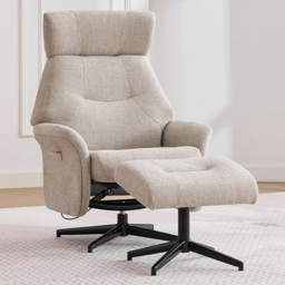 Queensbridge Oatmeal Swivel Chair and Footstool - thumbnail 1