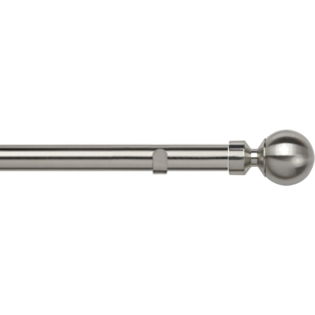 New Edge Blinds Satin Silver Fixed Length Metal Eyelet Curtain Pole Set with Sphere Finial 80cm - image 1