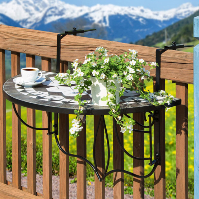 tectake Black and White Mosaic Pattern Hanging Table - image 1