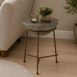 Premier Housewares Compo Concrete Round Bowl-Shaped End Table - thumbnail 4