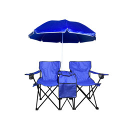 Blue 2 Seater Beach Chair and Parasol Set - thumbnail 3