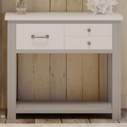 Baumhaus Greystone 3 Drawer Single Shelf White Console Table - thumbnail 1