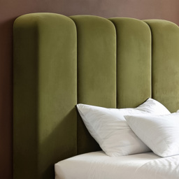 SOLACE+CO Emilie Green Single Velvet Ribbed Ottoman Bed - thumbnail 4