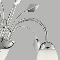 Lighting Collection 3 Light Chrome White Glass Shade Semi Flush Ceiling Light - thumbnail 4