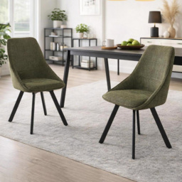 FWStyle Myla Green Chenille Upholstered Swivel Dining Chair Set of 2