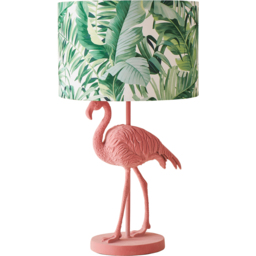 ValueLights Flo Jungle Shade Pink Velvet Flamingo LED Table Lamp