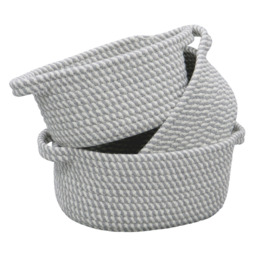 JVL Edison Oval Cotton Rope Storage Basket 3 Pack - thumbnail 3