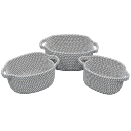 JVL Edison Oval Cotton Rope Storage Basket 3 Pack