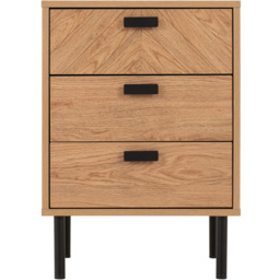 Seconique Leon 3 Drawer Medium Oak Effect Bedside Table - thumbnail 4