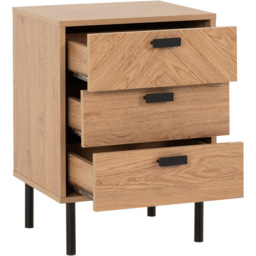 Seconique Leon 3 Drawer Medium Oak Effect Bedside Table - thumbnail 3