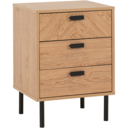 Seconique Leon 3 Drawer Medium Oak Effect Bedside Table - thumbnail 2