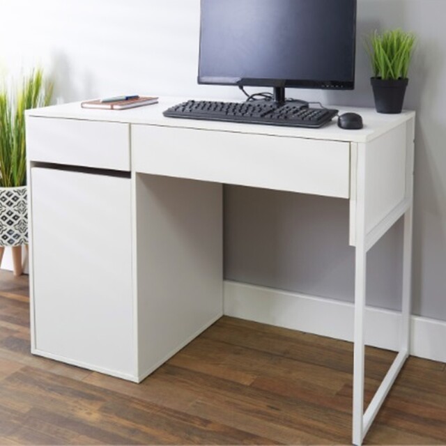 Canterbury 2 Drawer White Office Desk - image 1