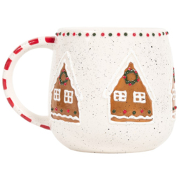 Candy Cane Lane Neutral Stone Christmas Gingerbread Mug - thumbnail 2