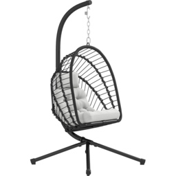 Outsunny Black PE Rattan Hanging Egg Chair - thumbnail 2