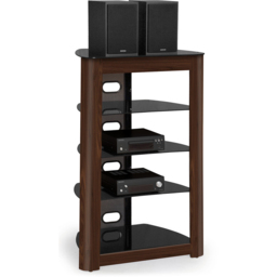 Centurion Supports Zinnia 5 Shelf Black Glass with Walnut Facia Multimedia Stand - thumbnail 2