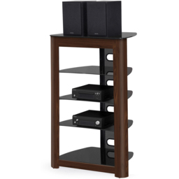 Centurion Supports Zinnia 5 Shelf Black Glass with Walnut Facia Multimedia Stand - thumbnail 3