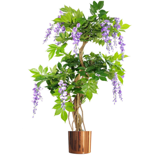 Leaf Purple Artificial Wisteria Tree in Copper Metal Planter 3.6ft - image 1