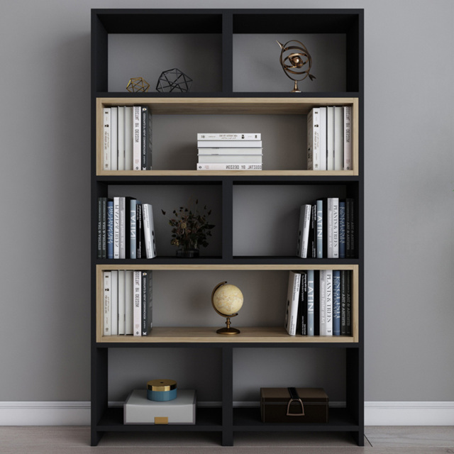 Decorotika Poyraz 5 Tier Black Oud Oak Bookshelf - image 1