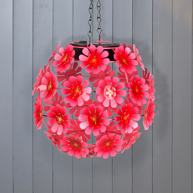 Flower Solar Hanging Ball Light Pink - image 1