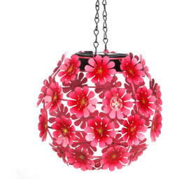 Flower Solar Hanging Ball Light Pink - thumbnail 2