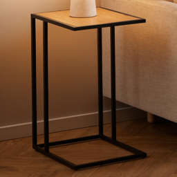 Florence Seaford Oak and Black Metal Side Table