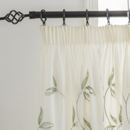 Alan Symonds Leaf Embroidered Pencil Pleat Tulle Voile Curtains Sage 147 x 183cm - thumbnail 2