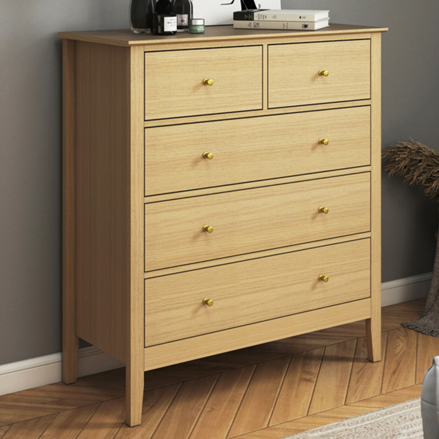 Core Products Henley Oak Effect 5 Drawer Wide Chest of Drawers - image 1