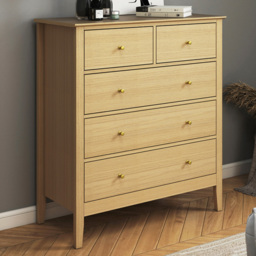 Core Products Henley Oak Effect 5 Drawer Wide Chest of Drawers - thumbnail 1