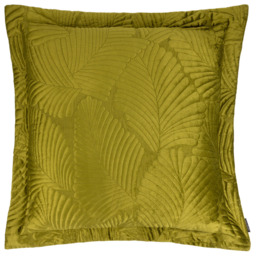 Paoletti Palmeria Moss Quilted Velvet Cushion - thumbnail 1