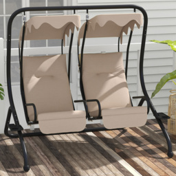 Outsunny 2 Seater Beige Swing Chair with Canopy