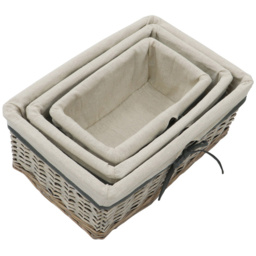 JVL 3 Piece Arianna Grey Rectangular Willow Storage Basket Set - thumbnail 4